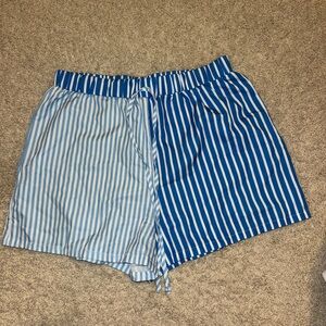 Blue and White Striped Shorts